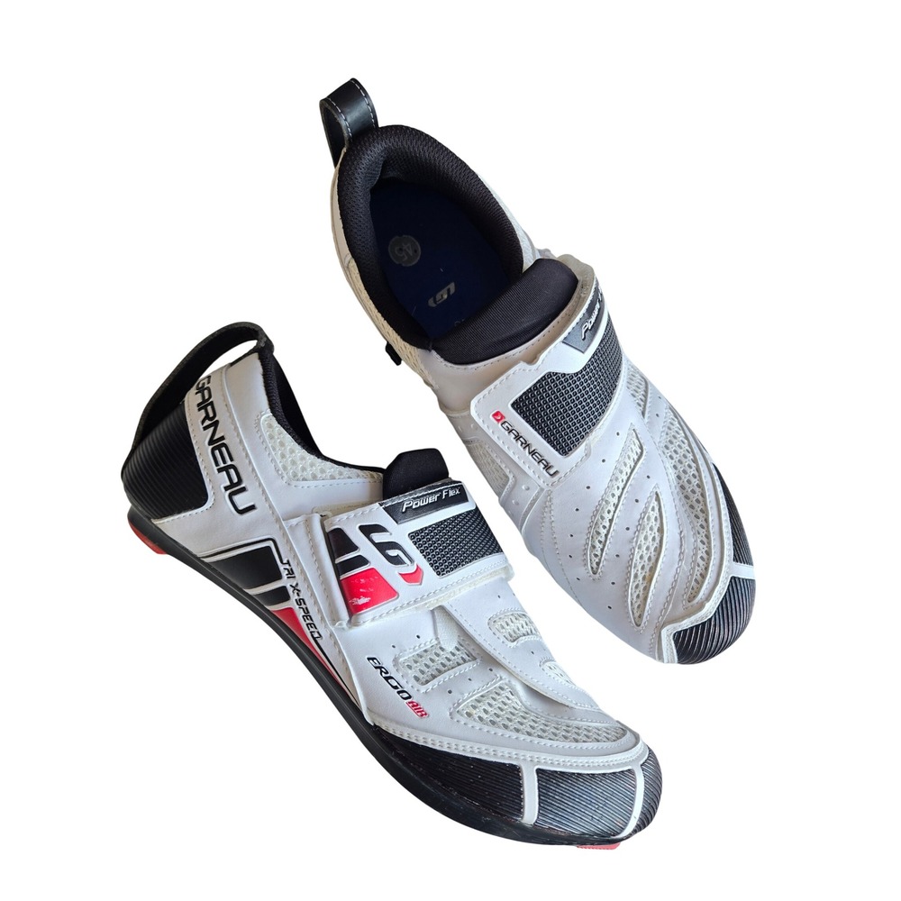 Louis Garneau Tri X-Speed White Red Black Road Cycling Shoes Men's Size 11.5